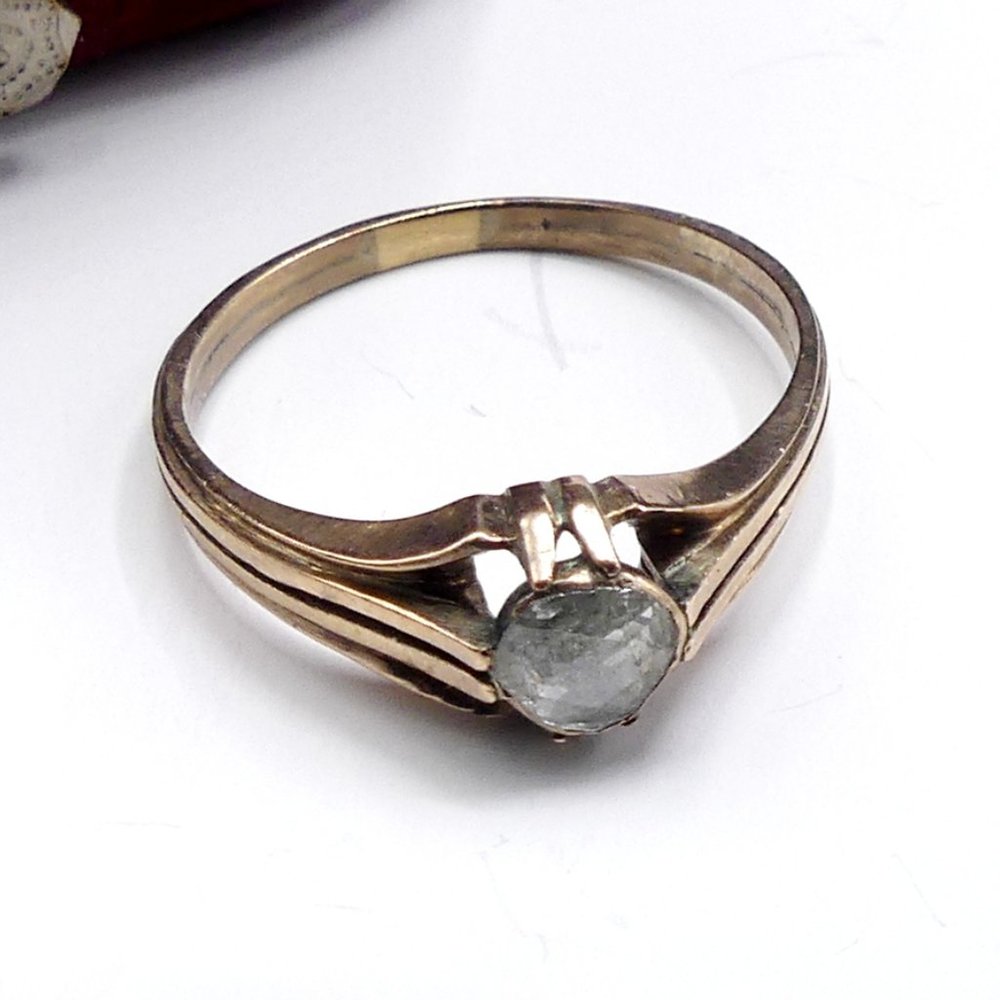 Antique 10k gold Georgian rose cut diamond foil ba - Picture 3 of 14